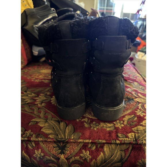 Timberland Black Leather Fleece Lined Lace Up Winter Boots Women's 8.5 - Picture 4 of 7